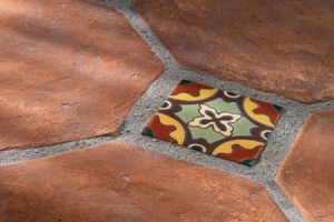 12x12 Rustic Octagon Cotto Gold with 4x4 Malibu Tile