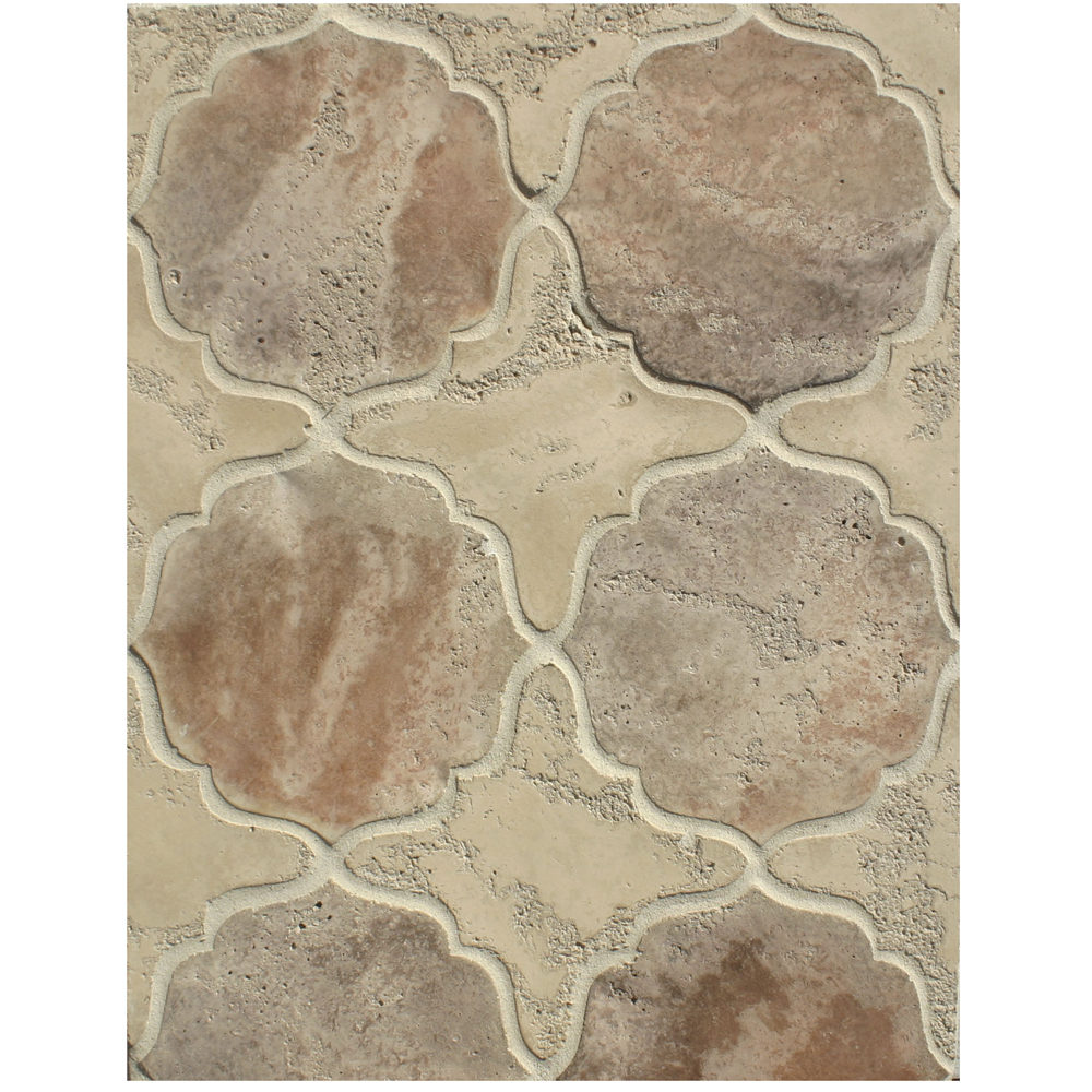BB225 Arabesque Pattern 13-Hacienda Limestone & Beachwood Flash Limestone
